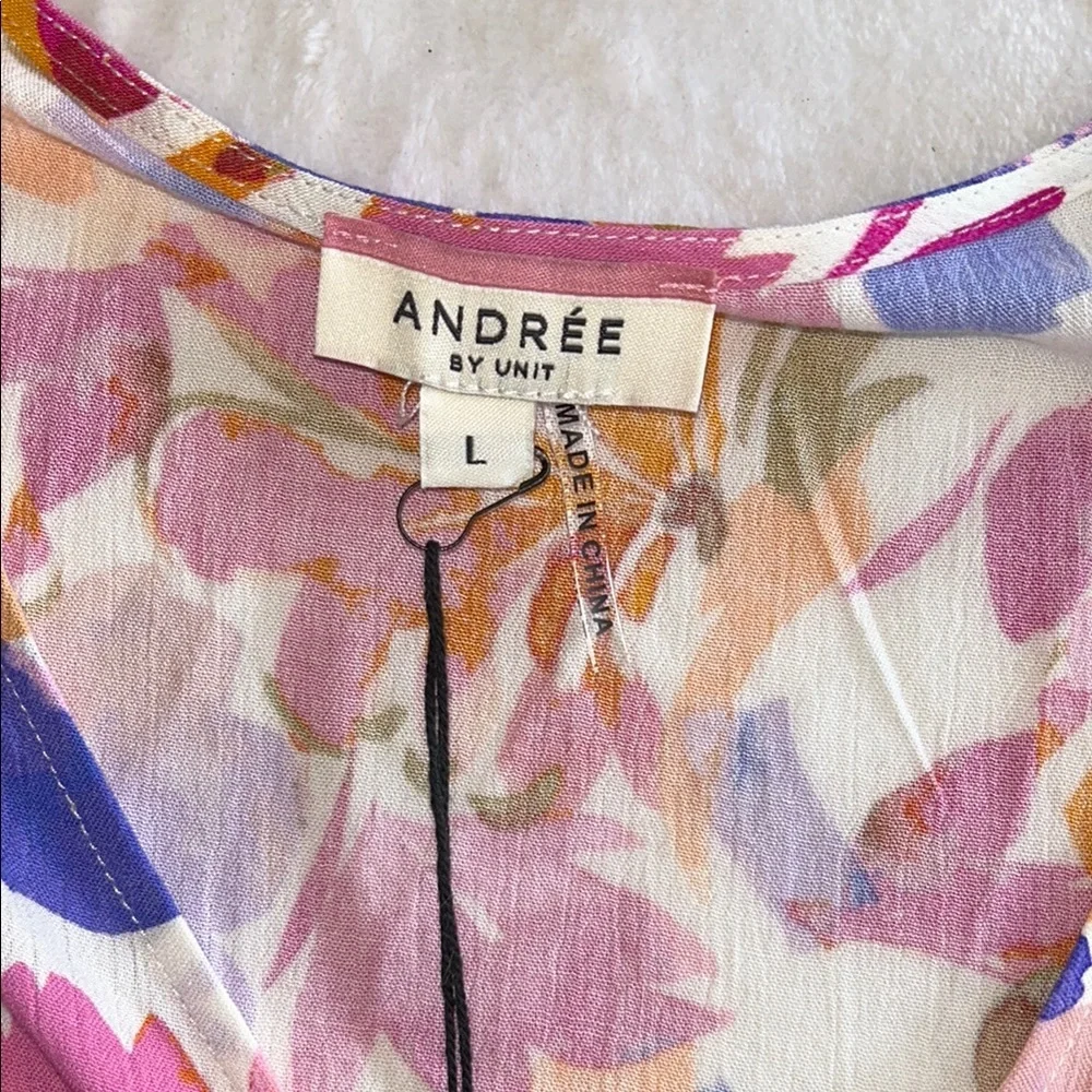 Andree by Unit Floral Flutter Sleeve Mini Dress Size L NWT Spring Boutique